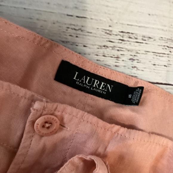 6. Lauren by Ralph Lauren Coral Linen Shorts NWT Size 16 - Picture 6 of 8